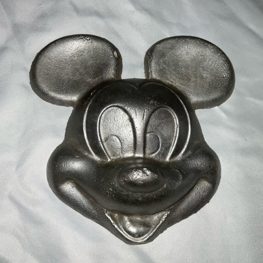 Vintage Disney Mickey Mouse Silver Wall Plaque 1950s Collectible Metal Decor